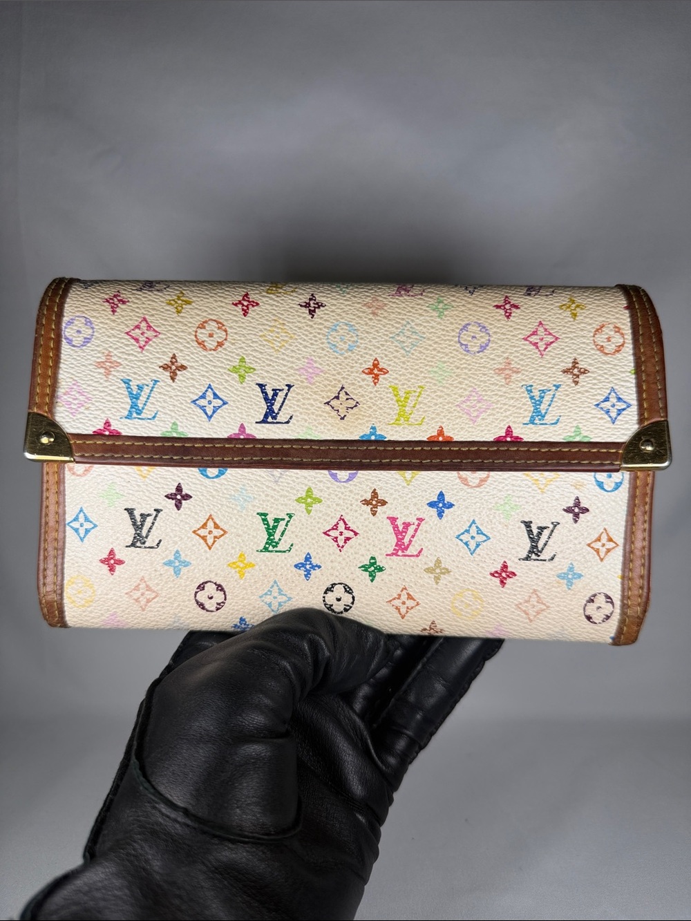 Authentic Louis Vuitton White Murakami Canvas Wallet